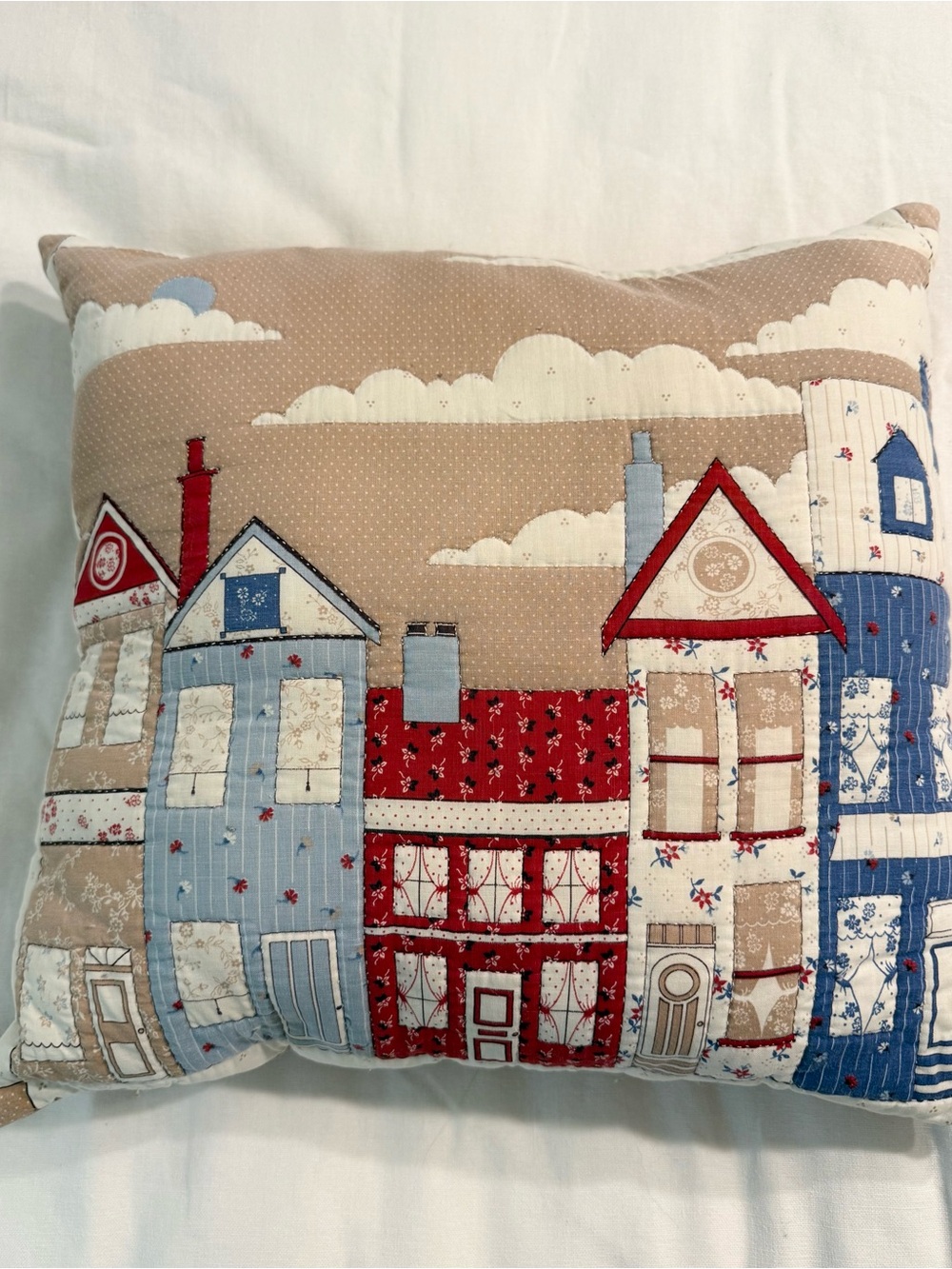 Vintage quilted little houses throw pillow